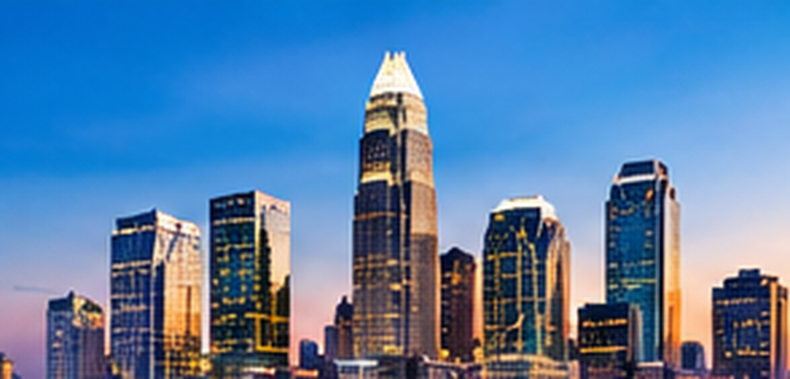 The Charlotte skyline at dusk