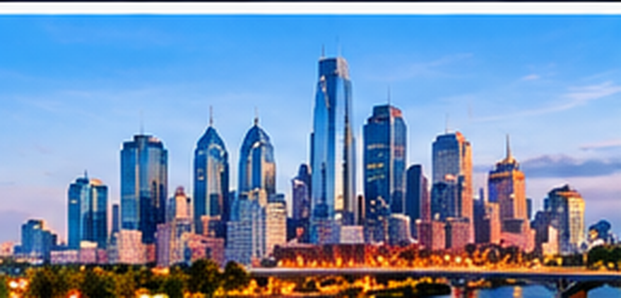 The Philadelphia skyline at dusk