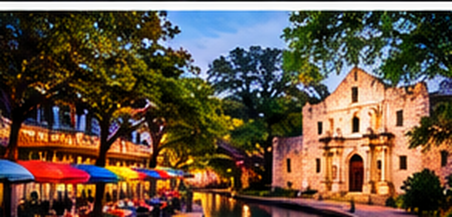 The Alamo beside the River Walk at dusk